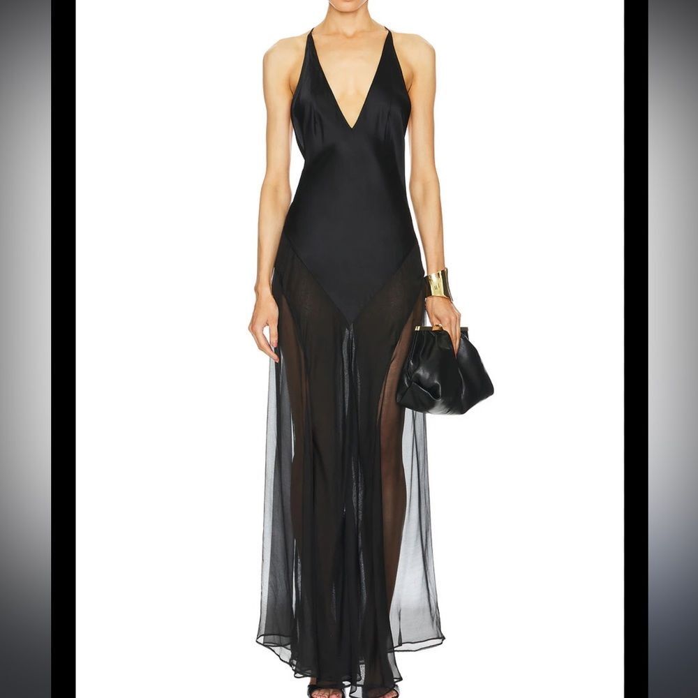 Victoria's Secret Black Sheer Maxi Chemise Slip